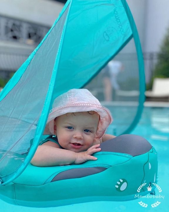 Hot Sale Not Inflatable Swim Trainer Air Free Mambobaby Baby Floating Toys with Canopy for Pool Swimming Water Fun