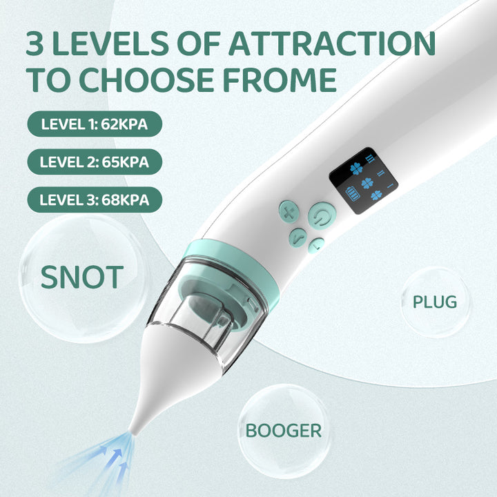 Mother using electric nasal aspirator to clear baby’s stuffy nose