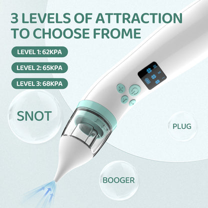 Mother using electric nasal aspirator to clear baby’s stuffy nose