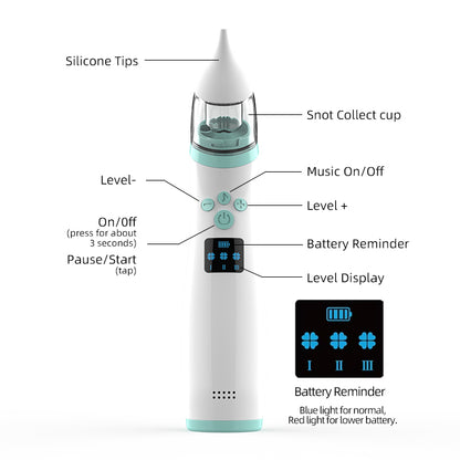 Rechargeable USB baby nasal aspirator device in white design