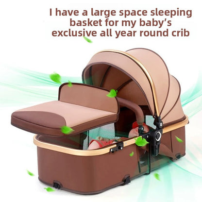 Wholesale China Factory Luxury Newborn Pushchair Travel Baby Carriage Foldable Baby Stroller Pram 3 in 1 With Car Seat