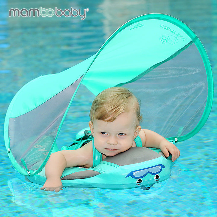 Hot Sale Not Inflatable Swim Trainer Air Free Mambobaby Baby Floating Toys with Canopy for Pool Swimming Water Fun
